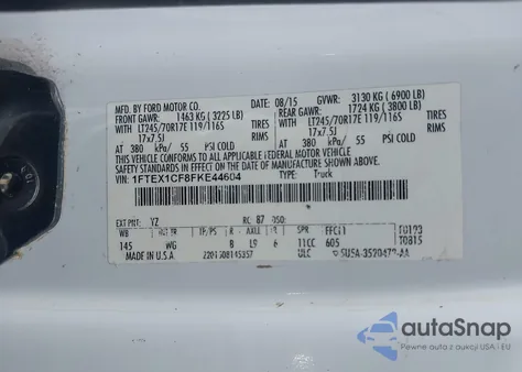 2015 Ford F-150 Xl z USA, uszkodzony, nr VIN 1FTEX1CF8FKE44604